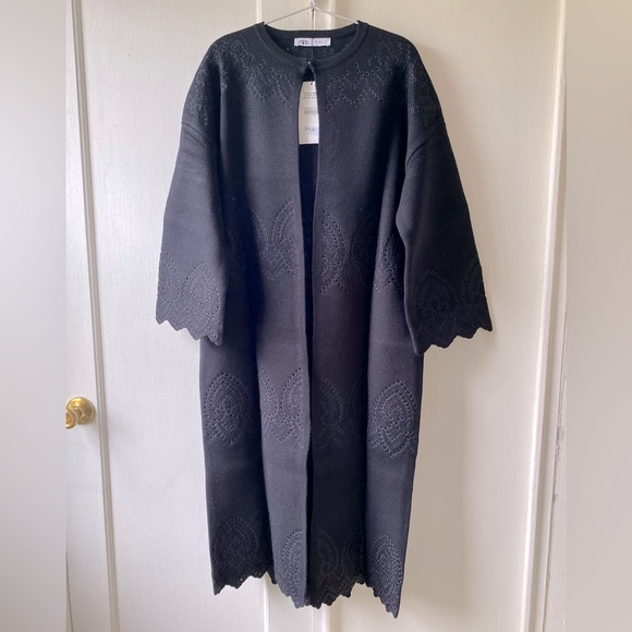Zara Limited Edition Knit Front open Long coat - Picture 1 of 7